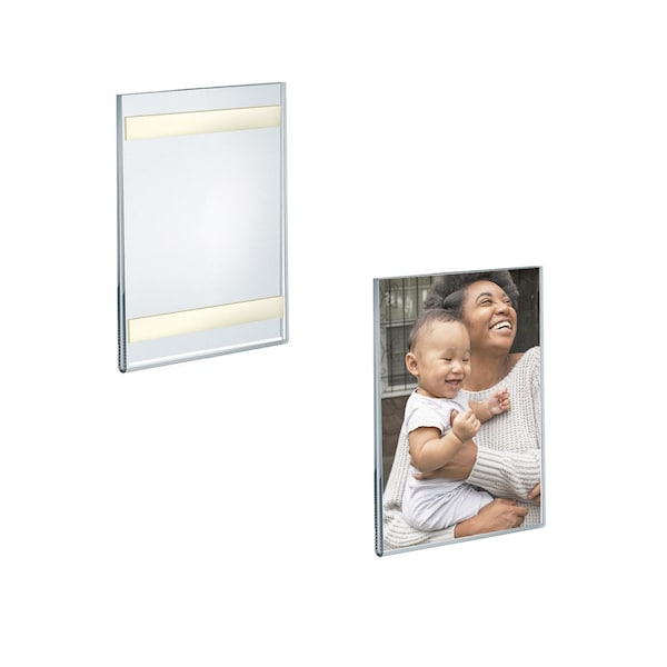 Clear Acrylic Wall Artwork and Photo Frame with Tape 5'' W x 7'' H Portrait / Vertical, 2PK